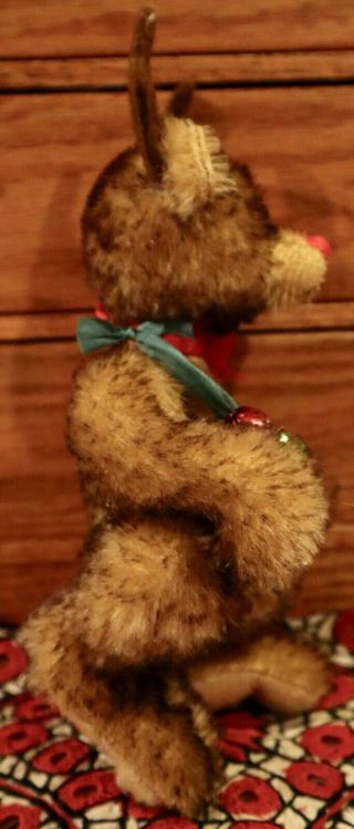 Vintage 6 " Artist Mohair Teddy Bear As Reindeer,  Christmas