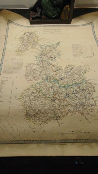 Circa 1850 Lancashire Divided In Hundreds By William Darton & Son