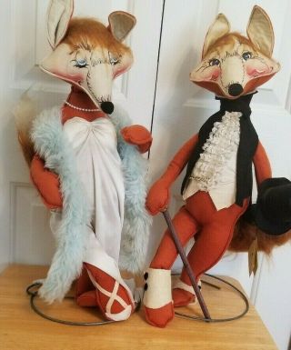 Annalee Formal Pair 21 " Foxes,  Part Of 1981 Designer Series,  Rare Wonderful