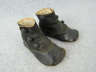 Old Black Doll Shoes Boots For Vintage Antique German Or French Doll