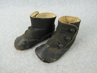 Old black Doll Shoes Boots for vintage antique German or French Doll 2