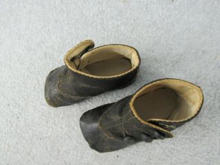 Old black Doll Shoes Boots for vintage antique German or French Doll 3