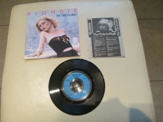 Blondie The Tide Is High 7  Chs2465 Rare Paper Lyrics Insert Vg,