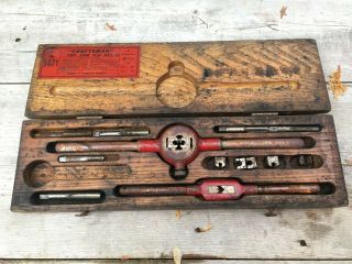 Rare Craftsman 5671 Unc Tap & Die Set With Hardwood Case