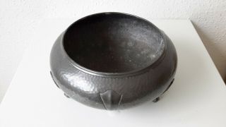 Stunning James Deakin Arts & Crafts Hammer Pewter Bowl / Planter Style of Knox 2