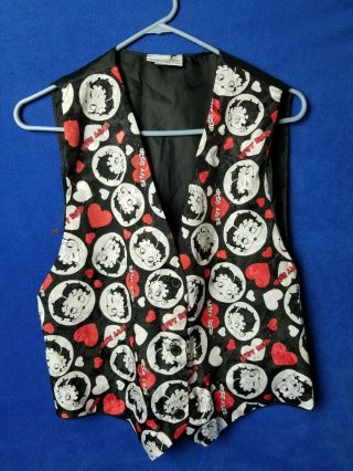 Vintage 1994 Betty Boop Suit Vest.  Size S/m Rare Hearts Vtg Silk Like