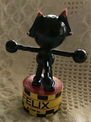 Felix the Cat push puppet vintage 1970 ' s Rare wood Gently Bright 2