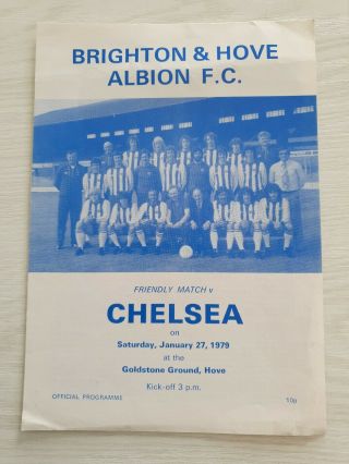 Friendly 1978/79 Brighton V Chelsea Football Programme 27/1/1979 Bonetti Rare