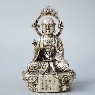 Qianlong Years Collectable China Miao Silver Hand - Carved Buddha Exorcism Statue