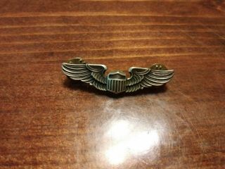 Antique Ww2 Sterling Silver 925 Us Army Air Force Pilot Wings Pin Badge