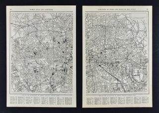 1917 Map - London City Plan Buckingham Palace Hyde Park Thames River England Uk
