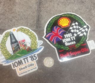 Tt Collectors / Rare Stickers Isle Of Man Shell Oils 1981 And 1985