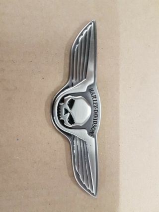 Harley Davidson Willie G Skull Winged Antique Nickel Badge Emblem 91732 - 02