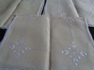 Six Vintage Traditional Cypriot Lefkara Napkins & Two Matching Tray Cloths