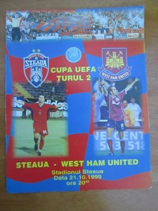 Steaua Bucharest V West Ham United - Uefa Cup - 21st October 1999 Rare