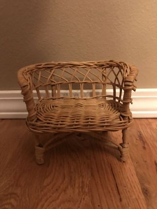 Vintage Wicker Doll House Furniture Love Seat Couch Toy House Vtg