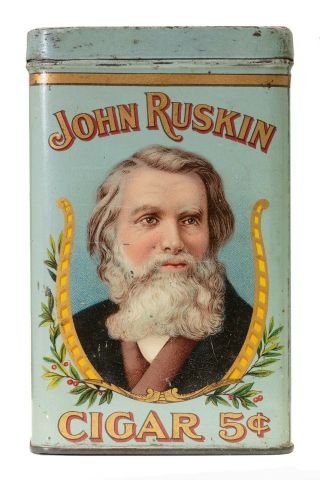 Rare 1918 " John Ruskin " Litho 25 Cigar Humidor Tin In