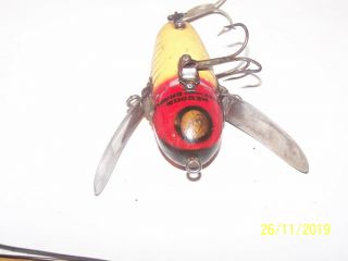 Vintage Heddon Wooden Crazy Crawler Fishing Lure - 2 & 3/4 Inches