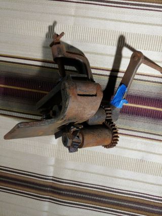 Antique Rolling Metal Sheet Press Vise Tool Cast Iron Industrial Stamp Roller