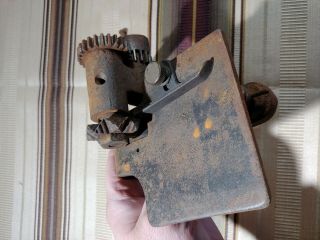 Antique rolling metal sheet press vise tool cast iron industrial stamp roller 2