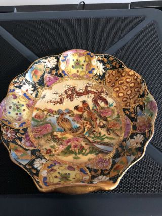 Royal Satsuma Plate With Birds Hand Painted