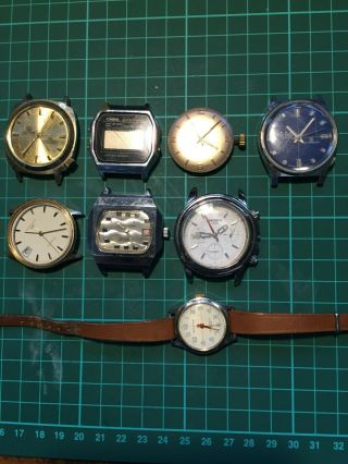 Joblot Of 8 Vintage Watches.  Spares Or Repairs.