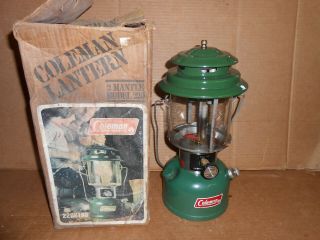 Vintage 1980 Coleman Model 22k195 Gas Camping Lantern W/box Instructions