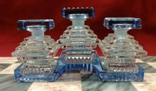 Rare Vintage Morlee Crystal Pagoda Perfume Bottle Set