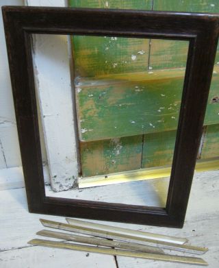 Old Solid Oak Scooped Edge Picture Frame With Slip