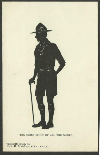 1929 Boy Scout World Jamboree Baden Powell Silhouette Postcard - Rare
