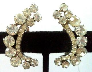 Rare Vintage Estate Verified Juliana D&e Rhinestone 1 5/8 " Clip Earrings G995r