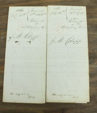 Antique Pennsylvania Land Survey Document Deed Set Of 2 Dated August 1860