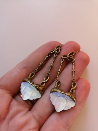 Art Nouveau Antique Pressed Glass Earrings 2