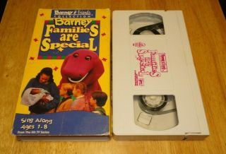 Barney - Families Are Special (vhs,  1995) Purple Dinosaur Kids Songs Rare