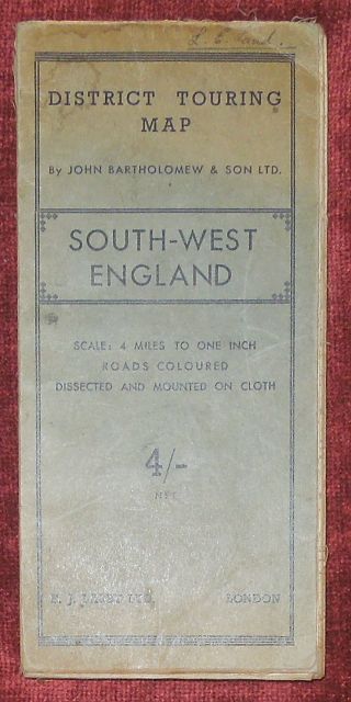 E.  J.  Larby 1 " :4 Miles Linen Backed Map Of South West England - C.  1933