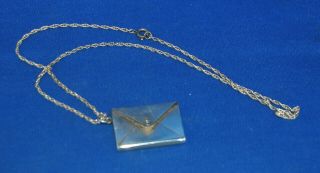 A Antique Silver Envelope Stamp Case With Hanging Ring And Chain,  Early C20