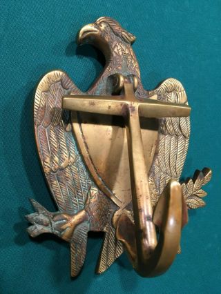 Unusual Vintage Solid Brass Door Knocker: Eagle With Anchor Knocker