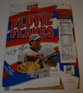 Rare 1999 Doug Flutie " Flutie Flakes " 3rd Edition Cereal Box (flat) 