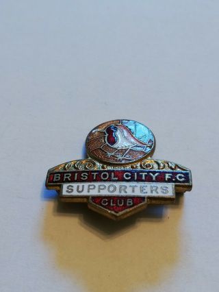 Rare Bristol City Supporters Club Gilt Enamel Pin Badge