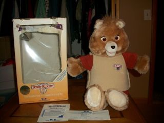 Vintage Teddy Ruxpin Bear W/ Box 1st Generation 1985 Sound