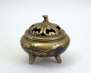 Fine Antique Chinese 19th Century Small Bronze Censer And Cover