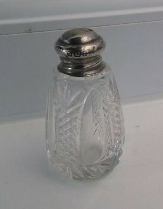Antique Miniature Scent Bottle Solid Silver Screw Top,  Hallmarked London 1928