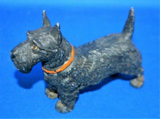 A Antique Painted Cast Metal Standing Scottish Terrier,  Scottie Dog Figure