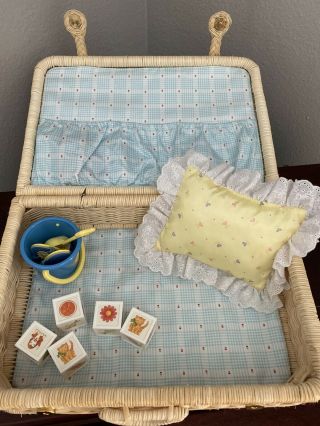 Pleasant Company Bitty Baby Wicker Suitcase And Accessories