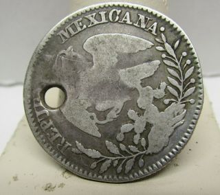 Rare Mexicana 2 Reale Silver Coin w/ Hole - Found w/ Metal Detector - Old Prison - 2