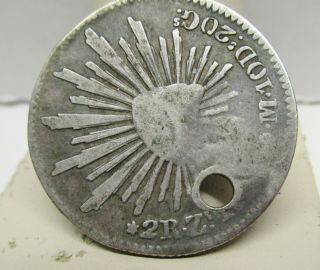 Rare Mexicana 2 Reale Silver Coin w/ Hole - Found w/ Metal Detector - Old Prison - 3
