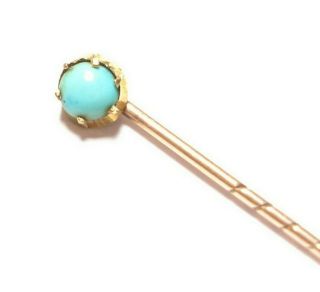 Small Antique Victorian 9ct Gold And Turquoise Stick Pin