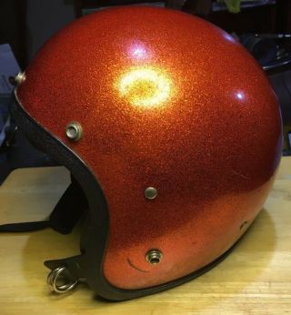 Vintage Lsi - 4150 Red Metalflake Motorcycle / Snowmobile Helmet