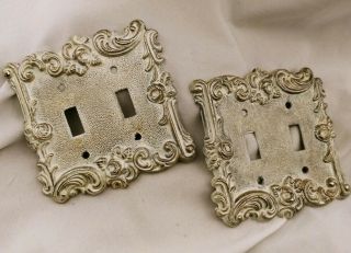 2 Vintage 1967 American Tack & Hardware Double Switch Plate Covers Ornate 60tt
