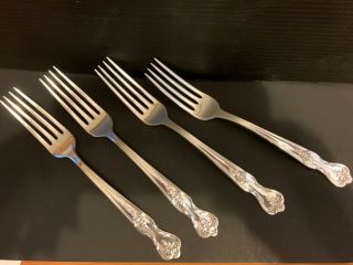 Vintage Wm Rogers Mfg Co Silverplated Dinner Forks (4) Magnolia/inspiration 1951